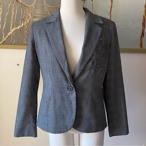 Vintage Oscar de la Renta Black Herringbone Check blazer